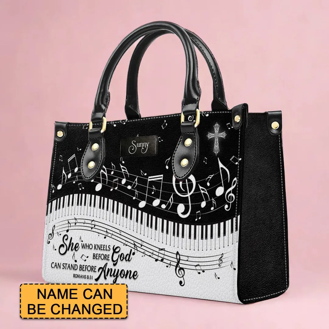 Christianartbag Handbags, With God on her side, she stands strong Romans 8 31, Handbag Design, Monogram Leather Handbag, Gifts for Women, CABLTB0122225