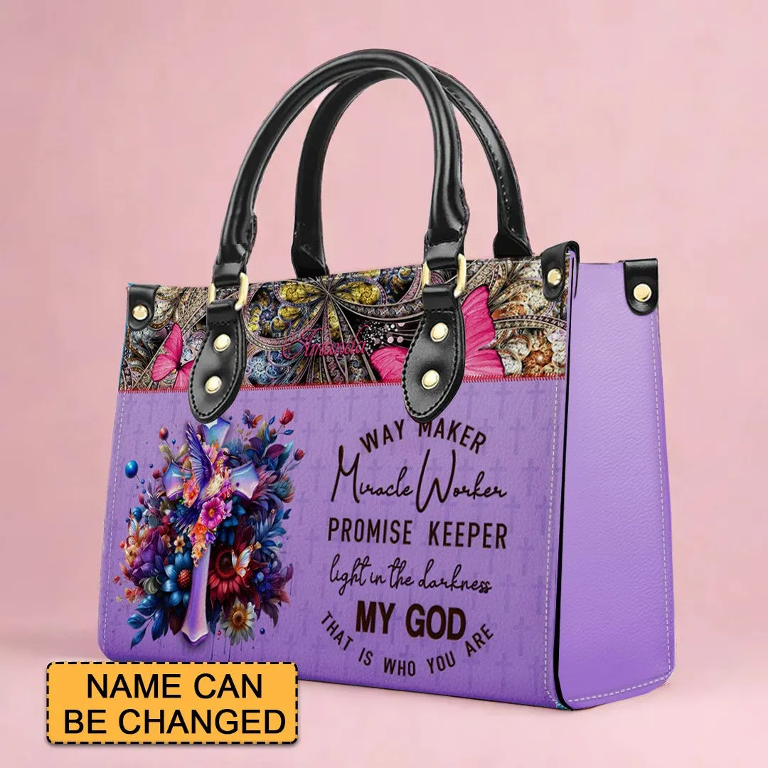 CHRISTIANARTBAG Leather Handbag - Personalized Leather Handbag - Way Maker Miracle Worker - Mini Bag - TOTE Bag.