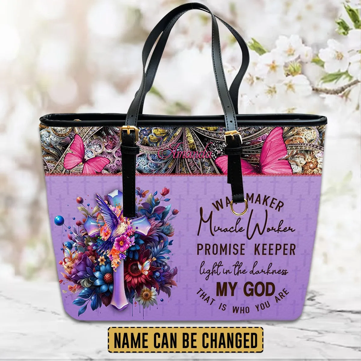 CHRISTIANARTBAG Leather Handbag - Personalized Leather Handbag - Way Maker Miracle Worker - Mini Bag - TOTE Bag.