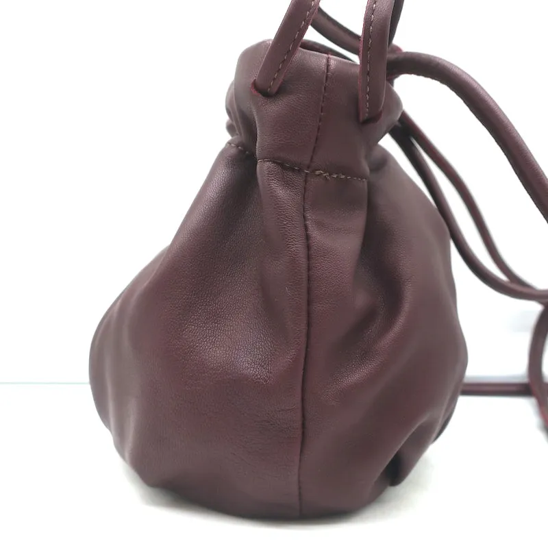 Clare V. Emma Drawstring Bucket Bag Plum Leather Mini Crossbody NEW