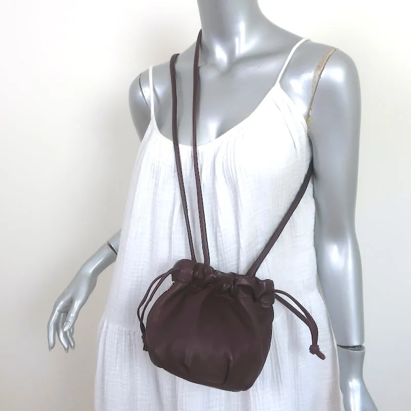 Clare V. Emma Drawstring Bucket Bag Plum Leather Mini Crossbody NEW