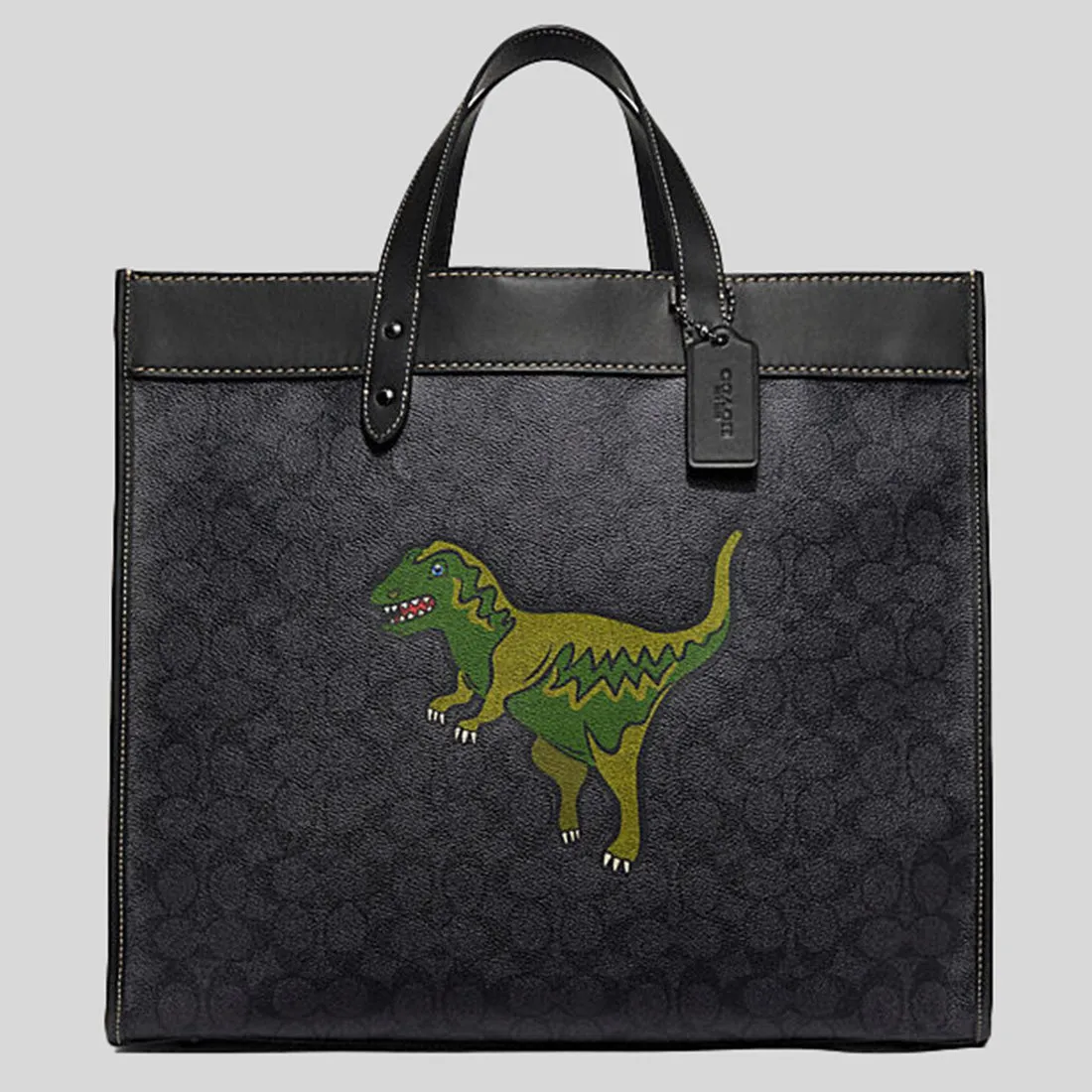 COACH Field Tote 40 In Signature Canvas With Rexy Charcoal CF077