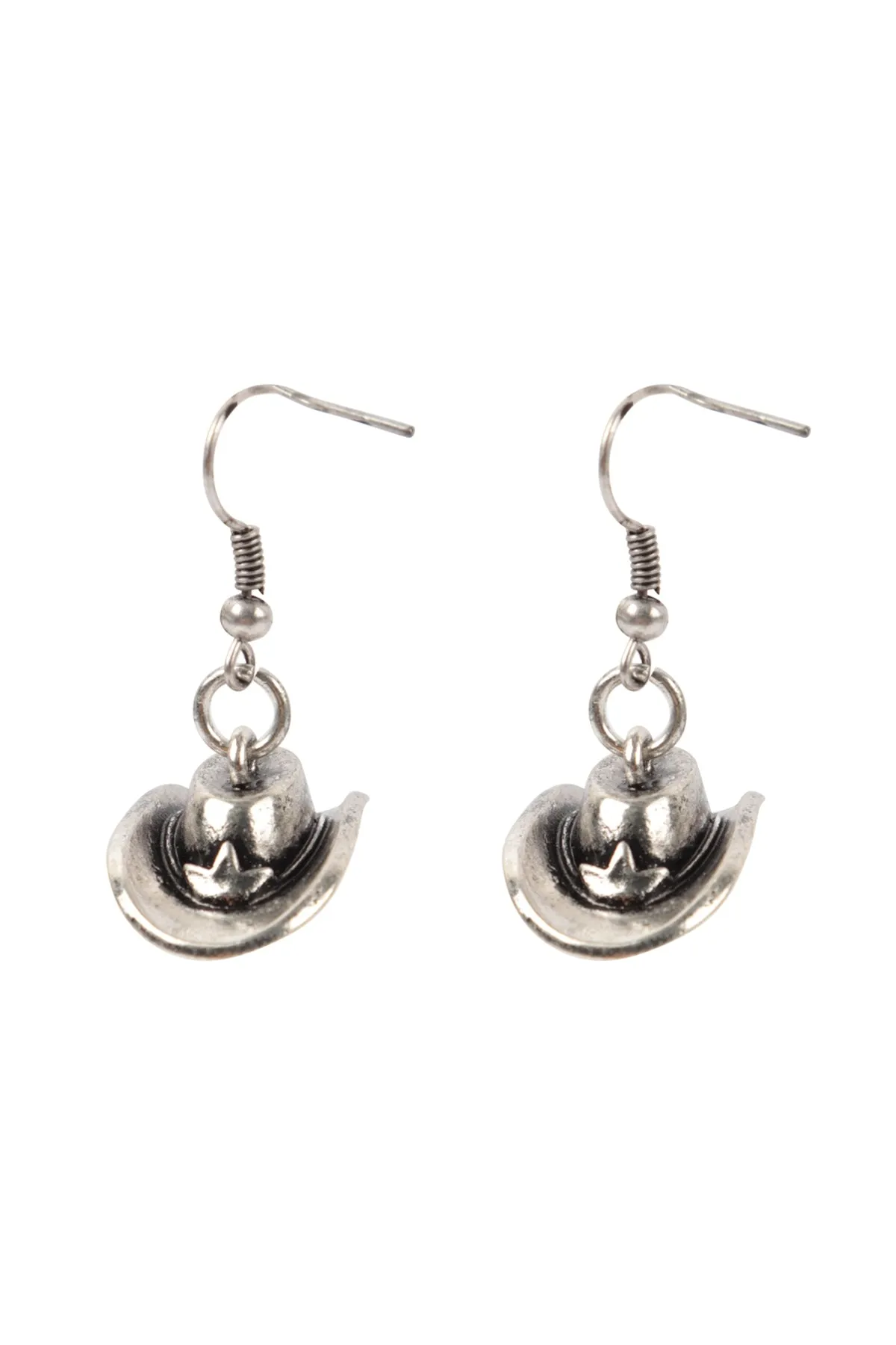 Copy of Western 3D Cowboy Hat Fish Hook Earrings Burnish Silver - Pack of 6