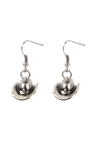 Copy of Western 3D Cowboy Hat Fish Hook Earrings Burnish Silver - Pack of 6