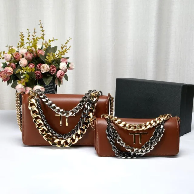 cowhide covers all kinds of chain messenger bags