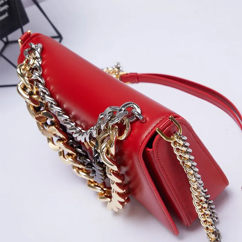 cowhide covers all kinds of chain messenger bags
