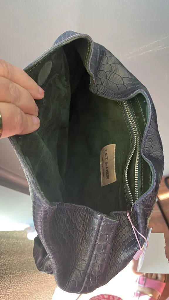 Croc Embossed Slouchy Box Clutch