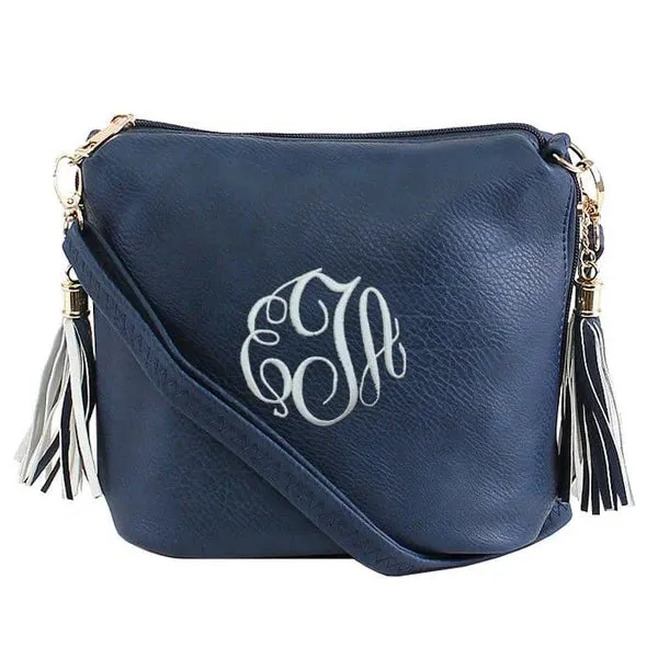 Crossbody Bag w/ 2 Side Tassel Zippers w/ MONOGRAM INCLUDED