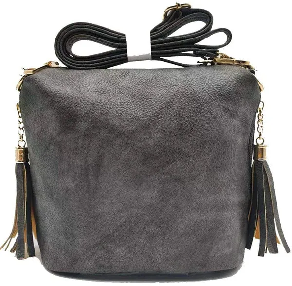 Crossbody Bag w/ 2 Side Tassel Zippers w/ MONOGRAM INCLUDED