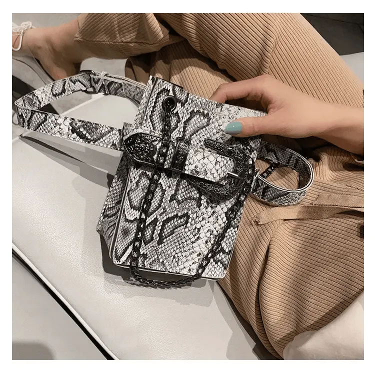 Crossbody Snake Bag with Trendy Korean Design & Snake Pattern Chain