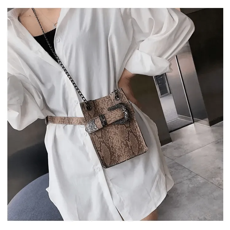 Crossbody Snake Bag with Trendy Korean Design & Snake Pattern Chain