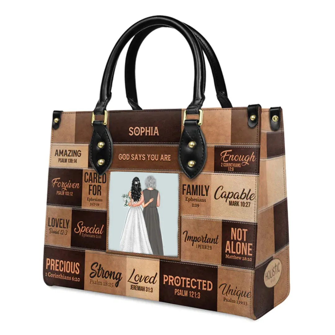 Customizable Christian Art Leather Handbag - Personalized Inspirational Quotes & Photo Tote from CHRISTIANARTBAG