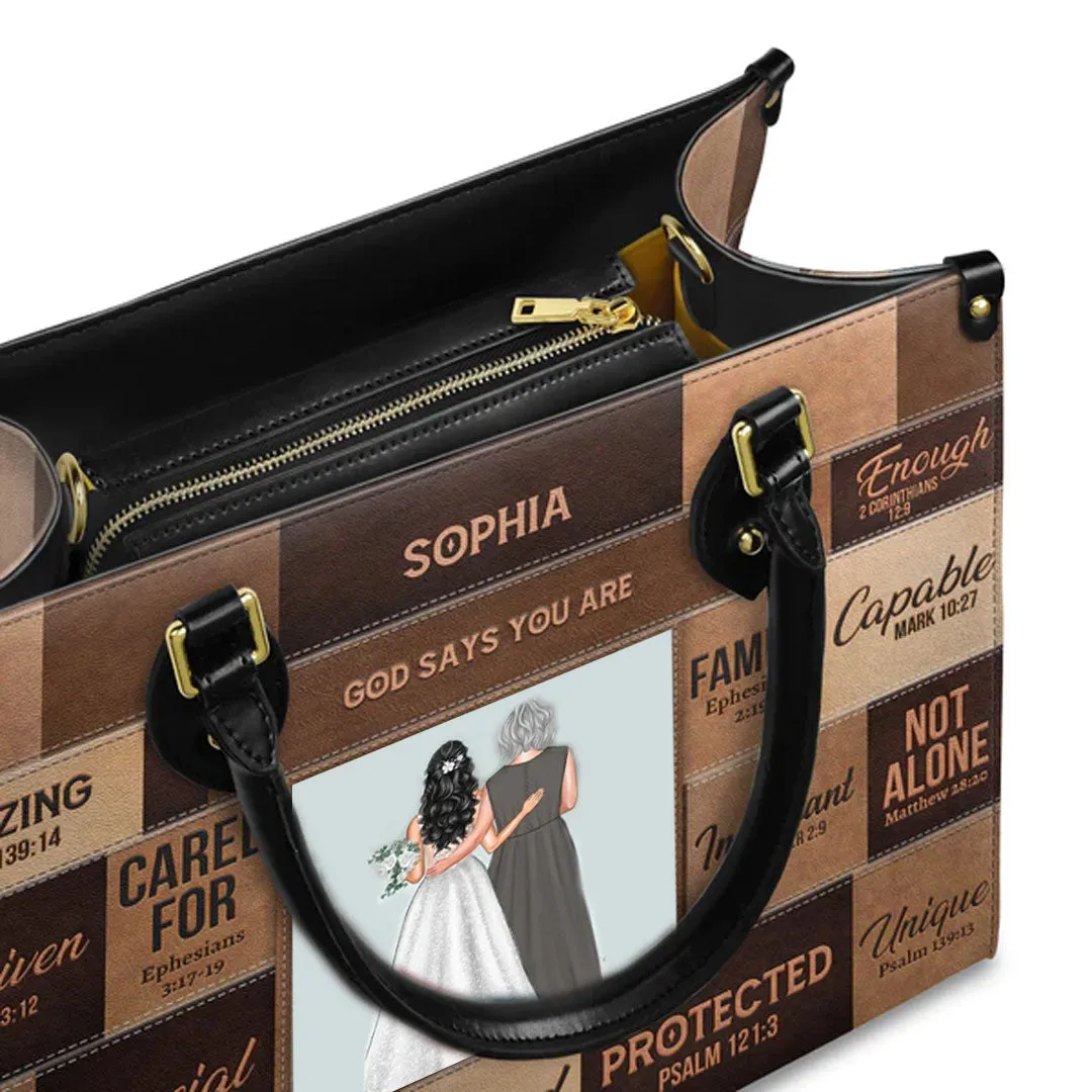 Customizable Christian Art Leather Handbag - Personalized Inspirational Quotes & Photo Tote from CHRISTIANARTBAG
