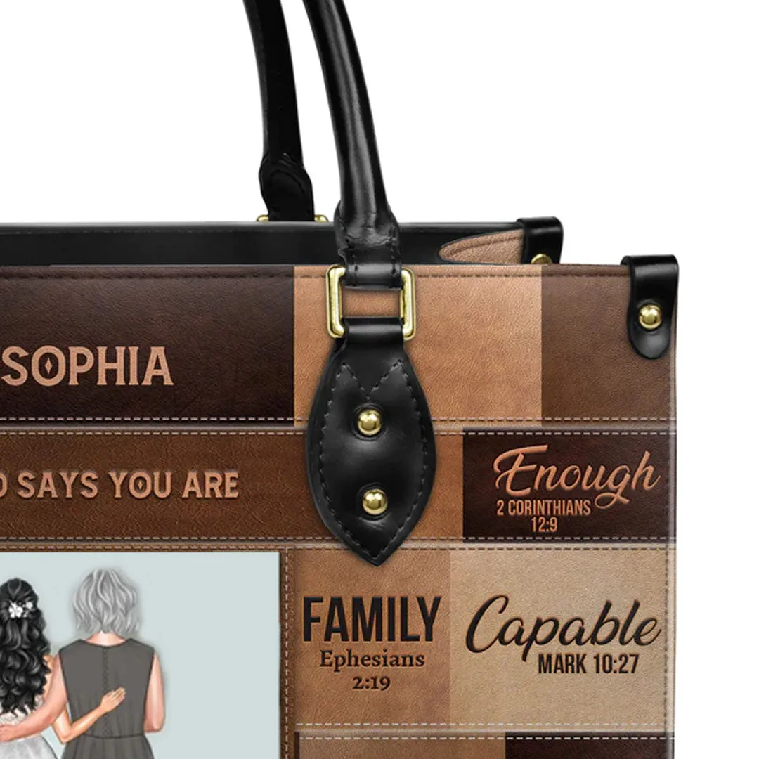 Customizable Christian Art Leather Handbag - Personalized Inspirational Quotes & Photo Tote from CHRISTIANARTBAG
