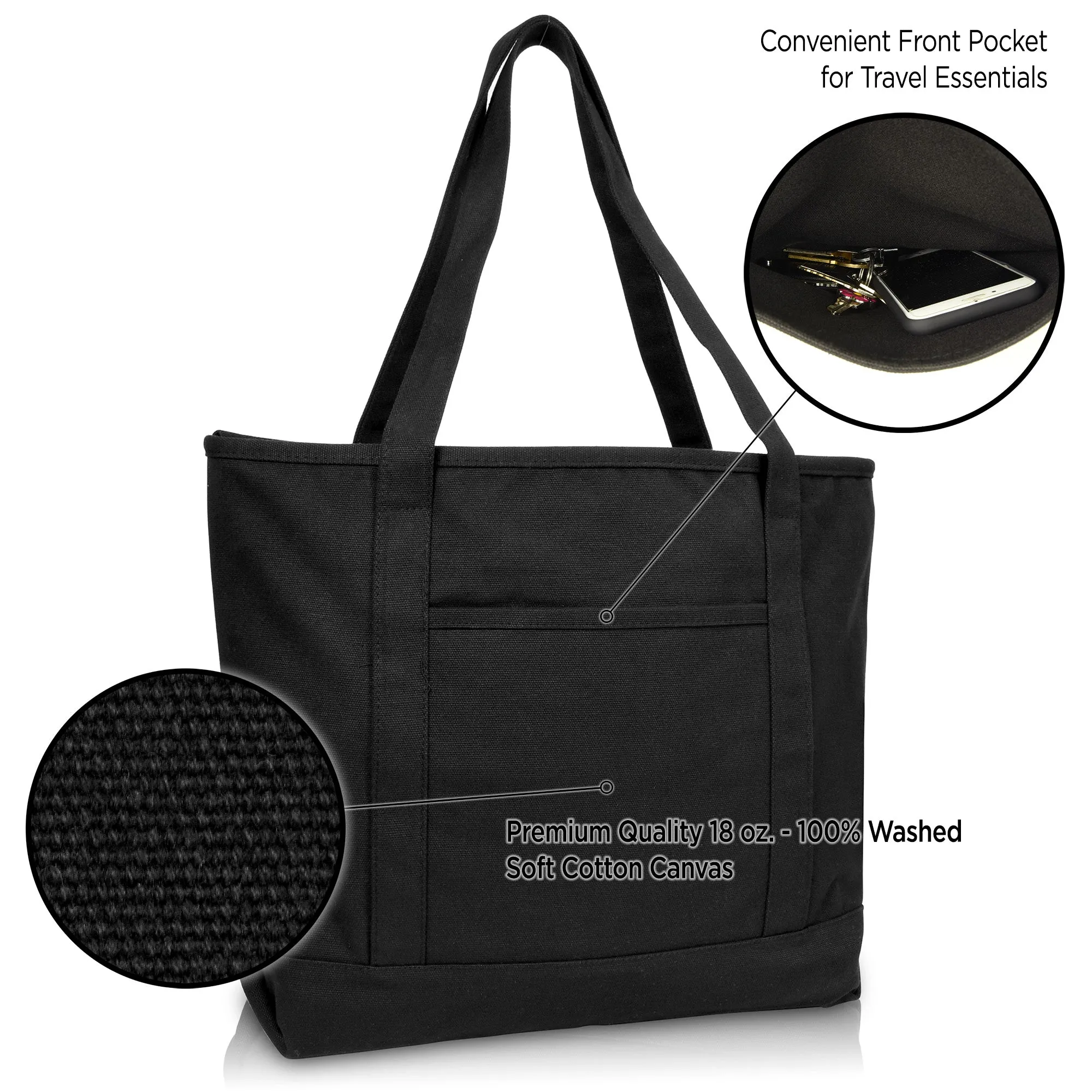 Dalix  20" Solid Color Soft Canvas Tote Bag