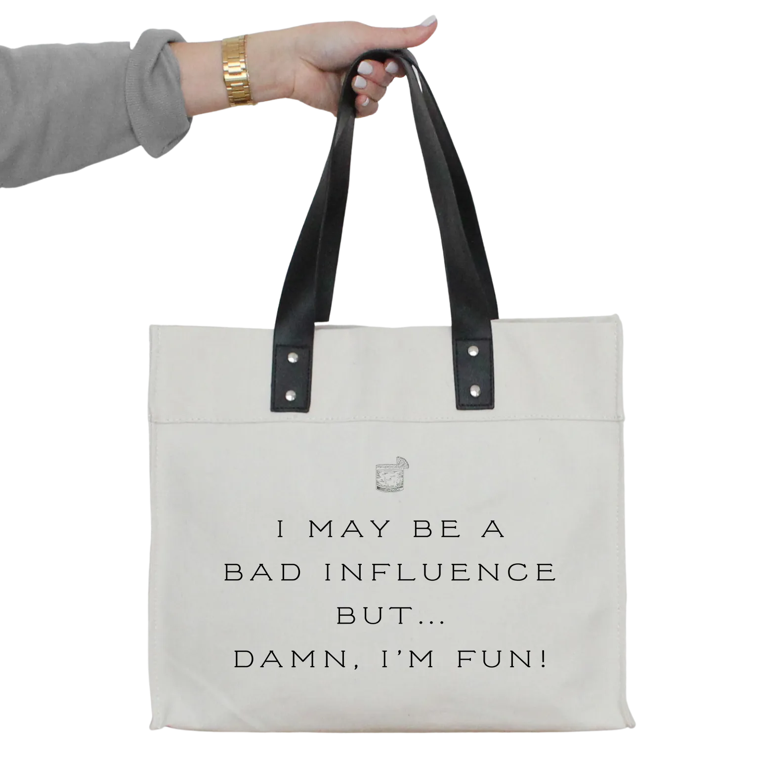 Damn I'm Fun Market Tote: Black