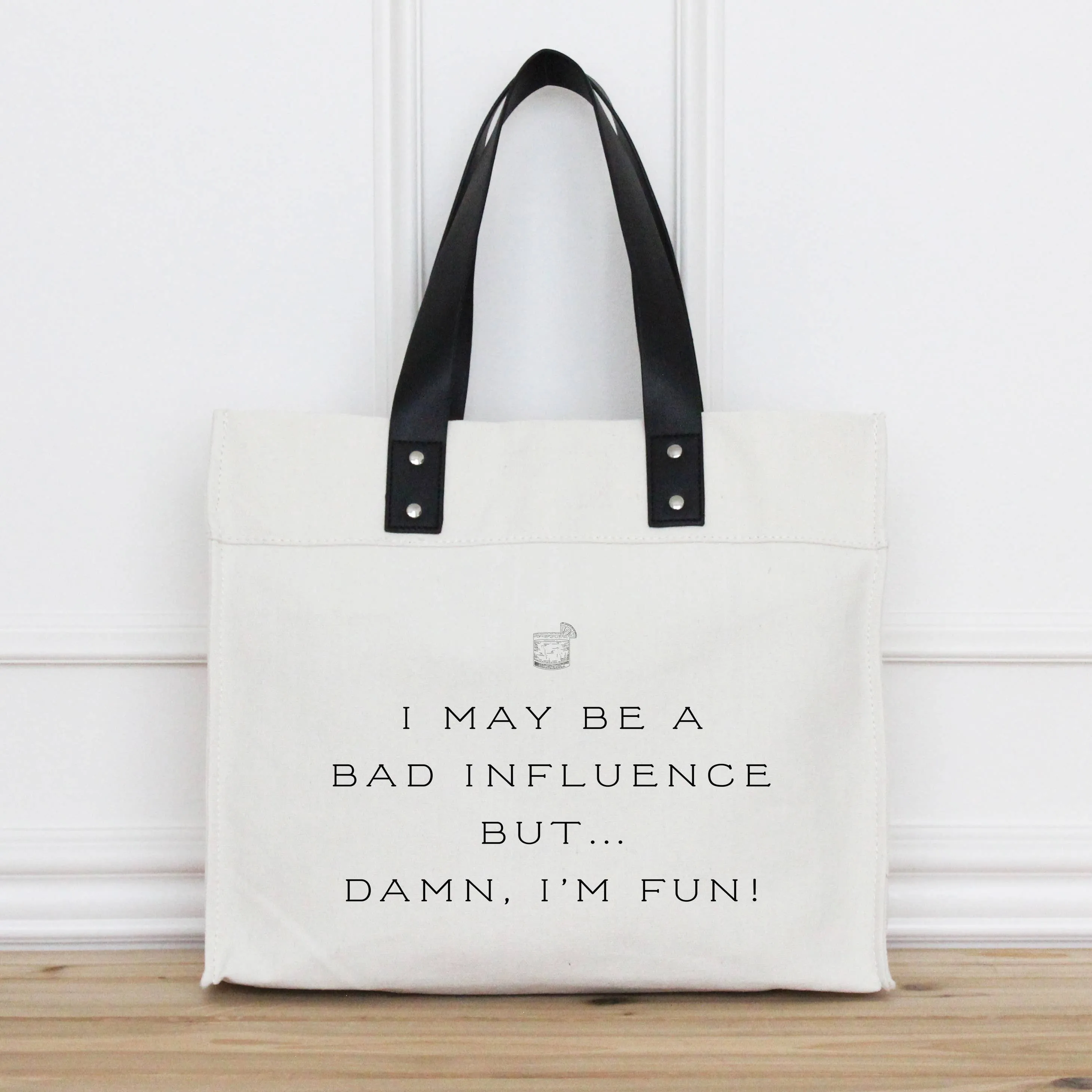 Damn I'm Fun Market Tote: Black
