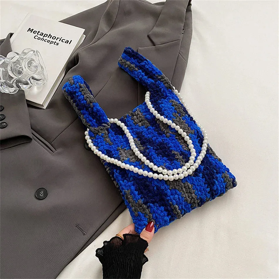 Delani Pearl Strap Bohemian Print Knit Bags