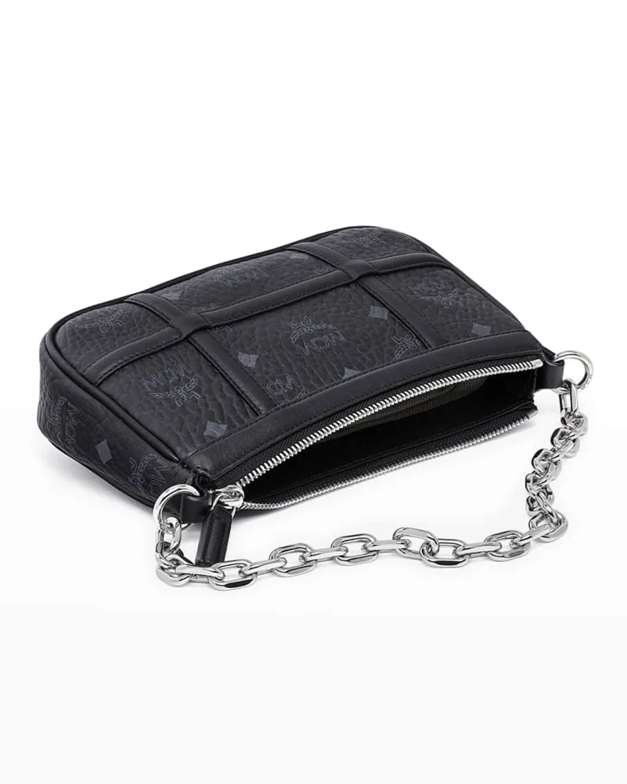 Delmy Visetos Mini Shoulder Bag with Chain and MCM Logo