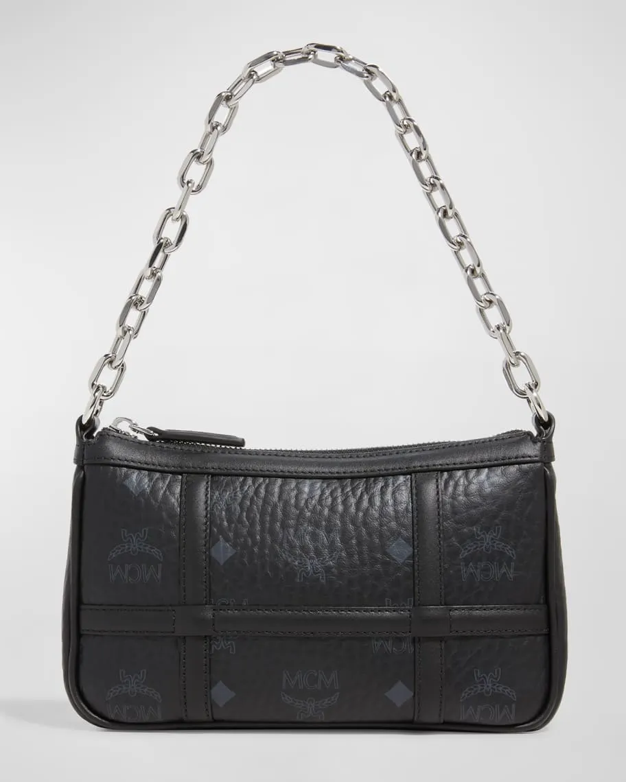 Delmy Visetos Mini Shoulder Bag with Chain and MCM Logo