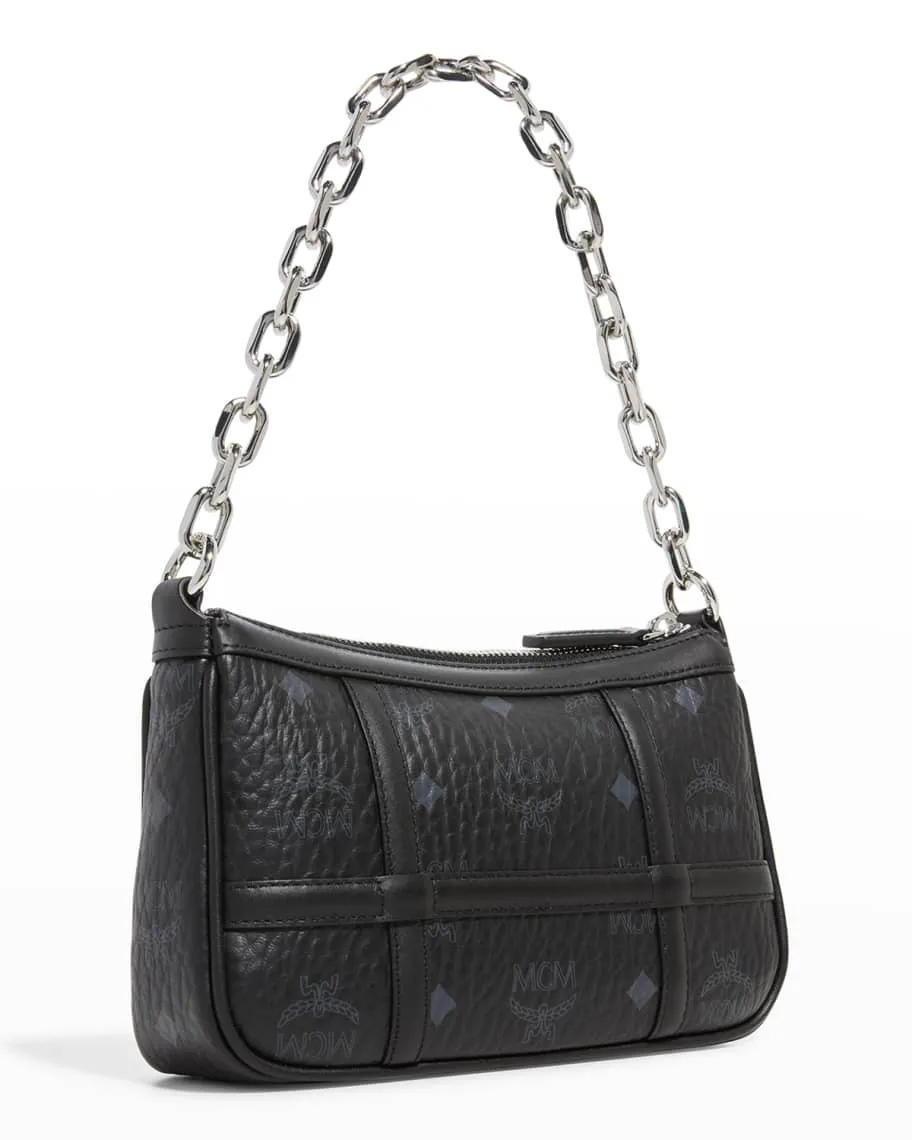 Delmy Visetos Mini Shoulder Bag with Chain and MCM Logo