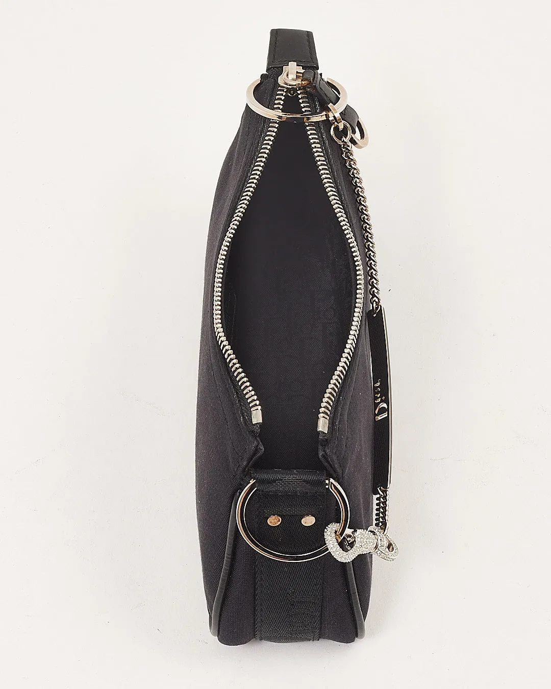 Dior Black Canvas Crystal Detail Vintage 2003 Evening Bag