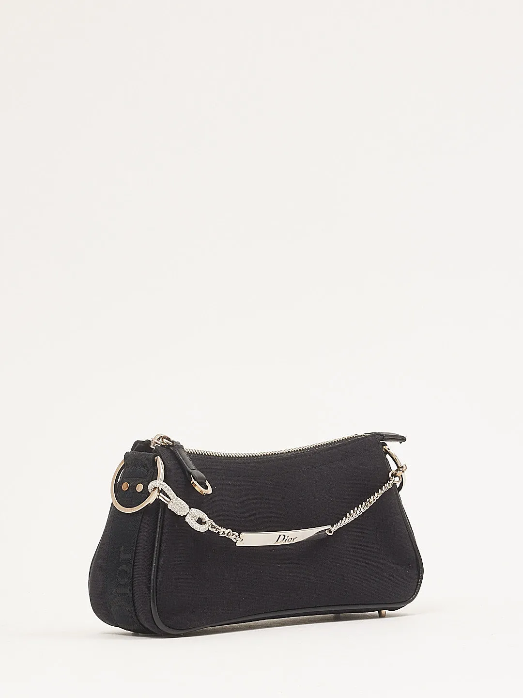 Dior Black Canvas Crystal Detail Vintage 2003 Evening Bag