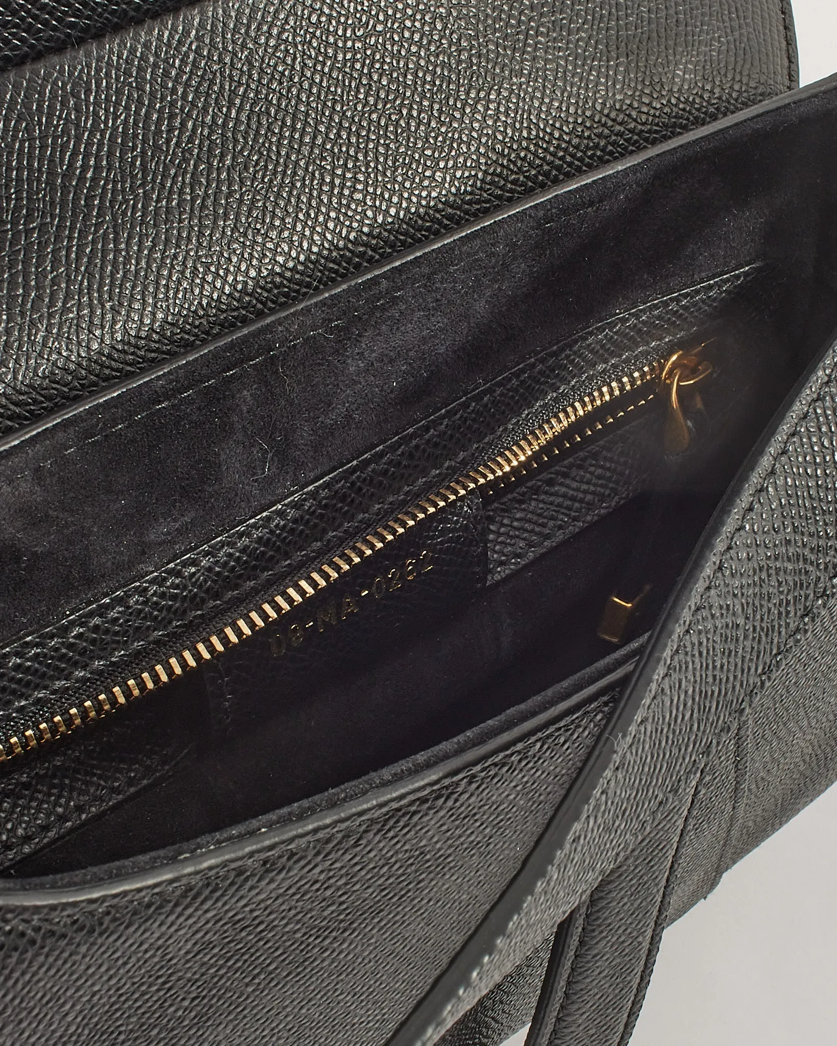 Dior Black Grained Calfskin Saddle Bag with Strap GHW