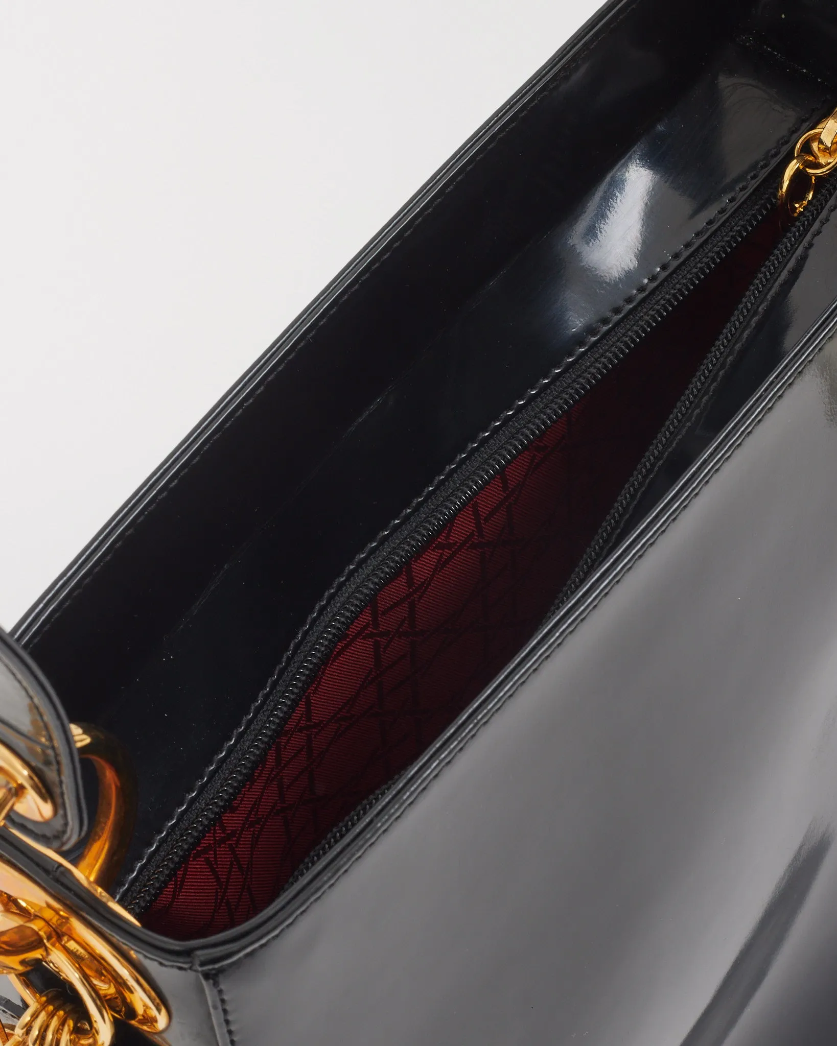 Dior Black Patent Vintage Shoulder Bag