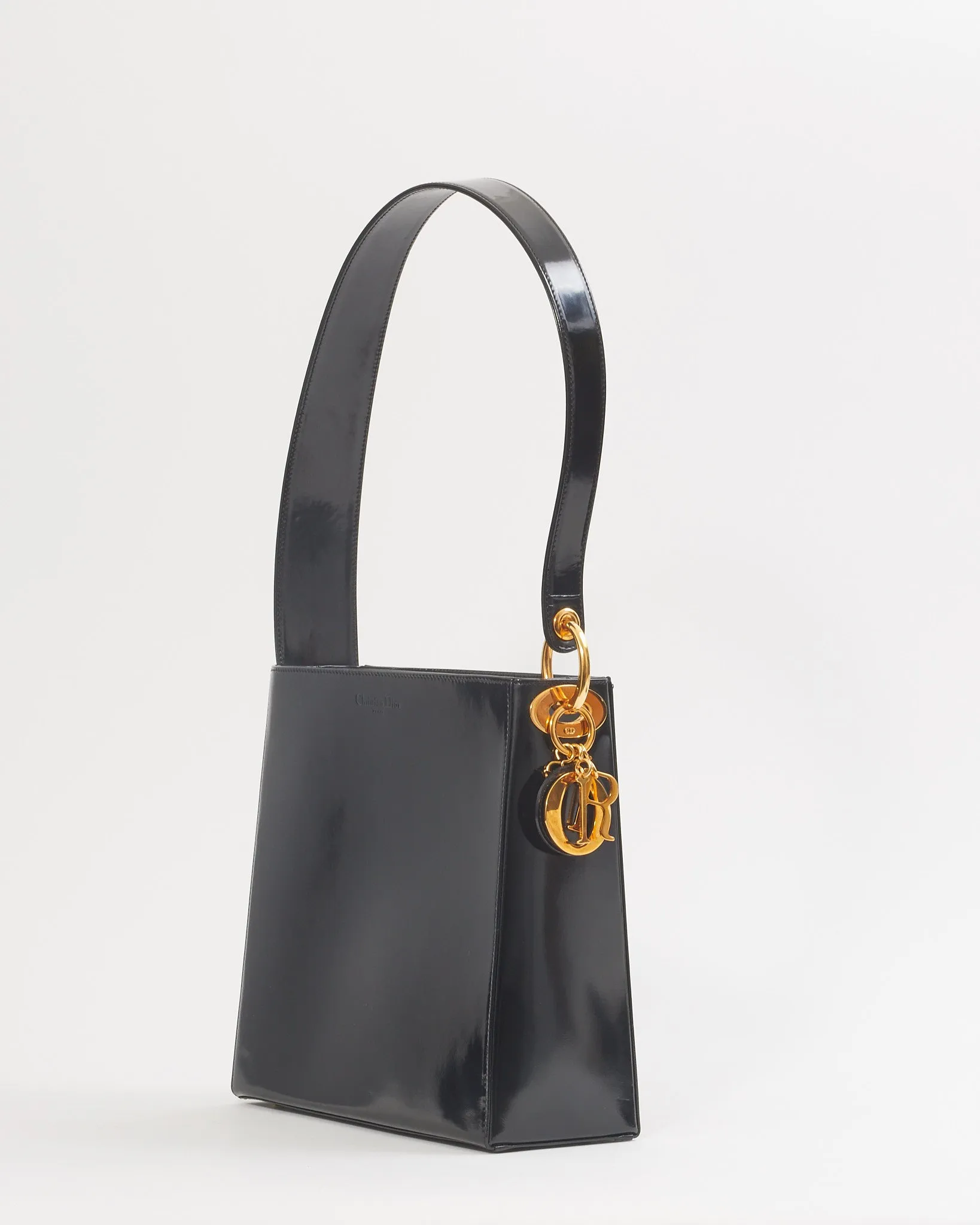Dior Black Patent Vintage Shoulder Bag