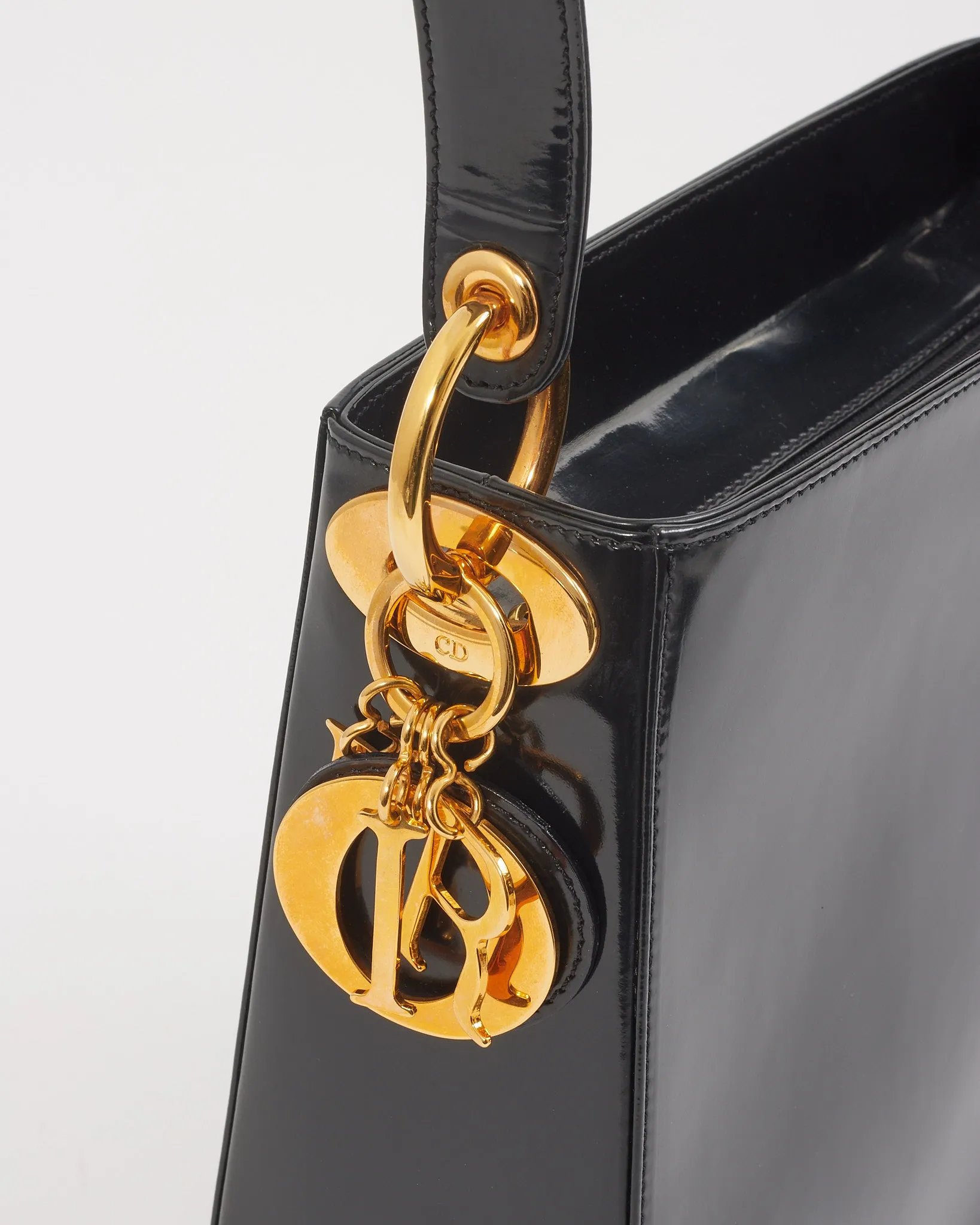 Dior Black Patent Vintage Shoulder Bag
