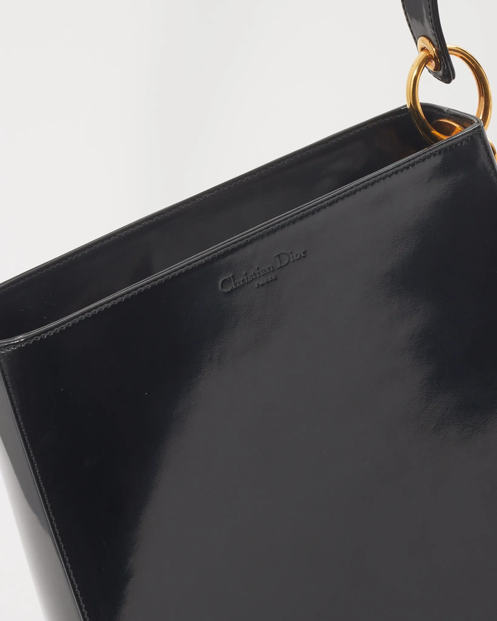 Dior Black Patent Vintage Shoulder Bag