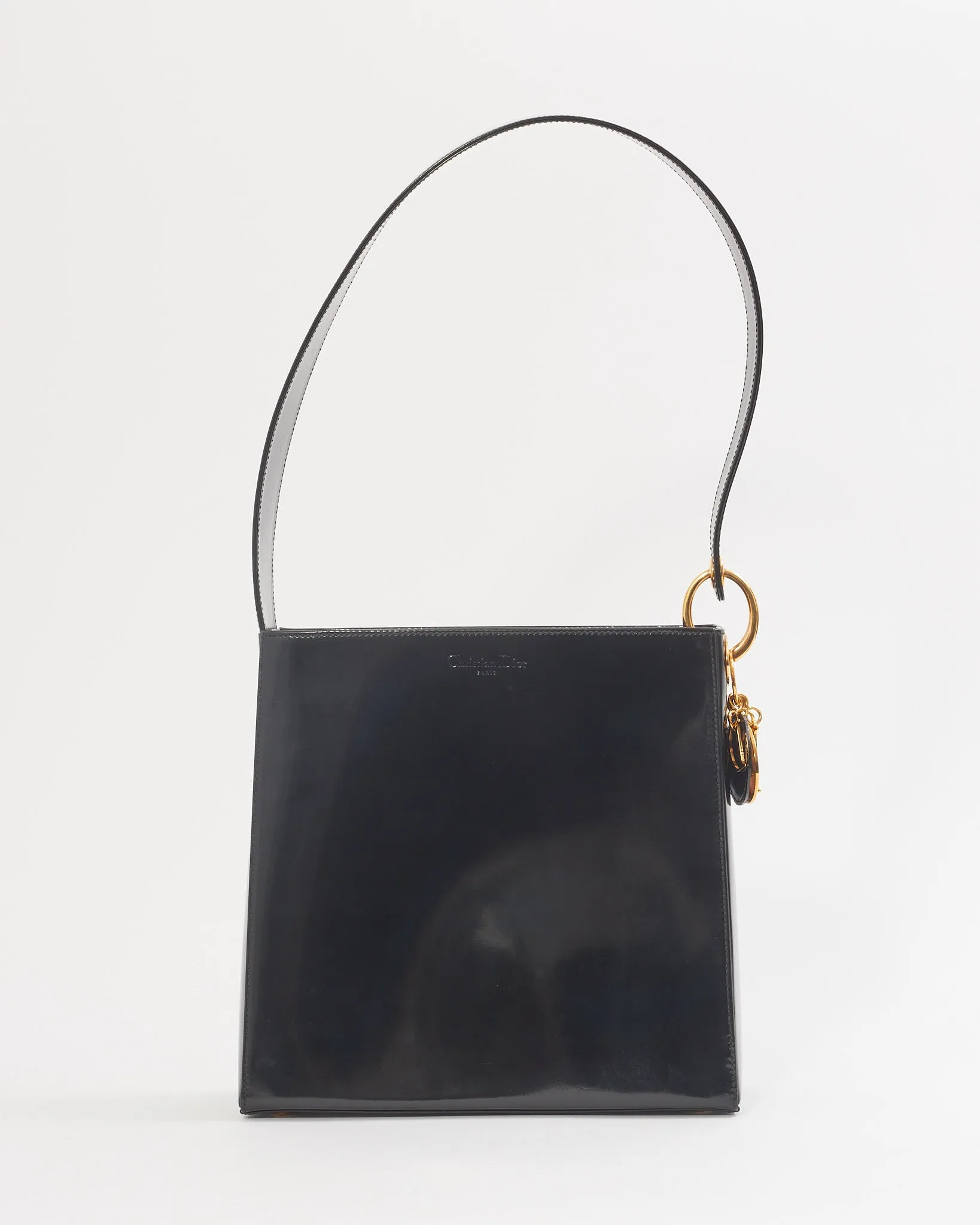 Dior Black Patent Vintage Shoulder Bag