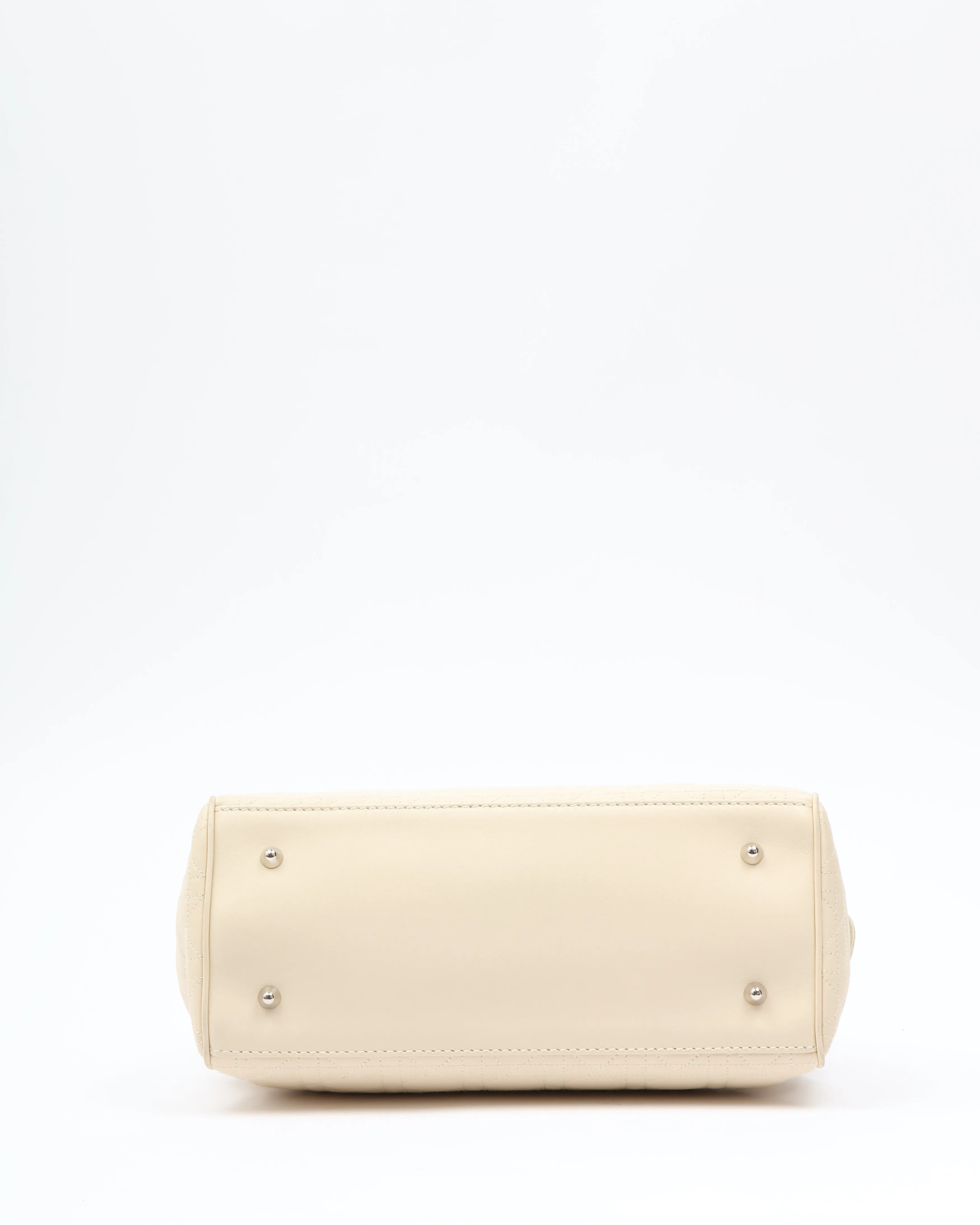 Dior Cream Leather Cannage Top Handle Bag