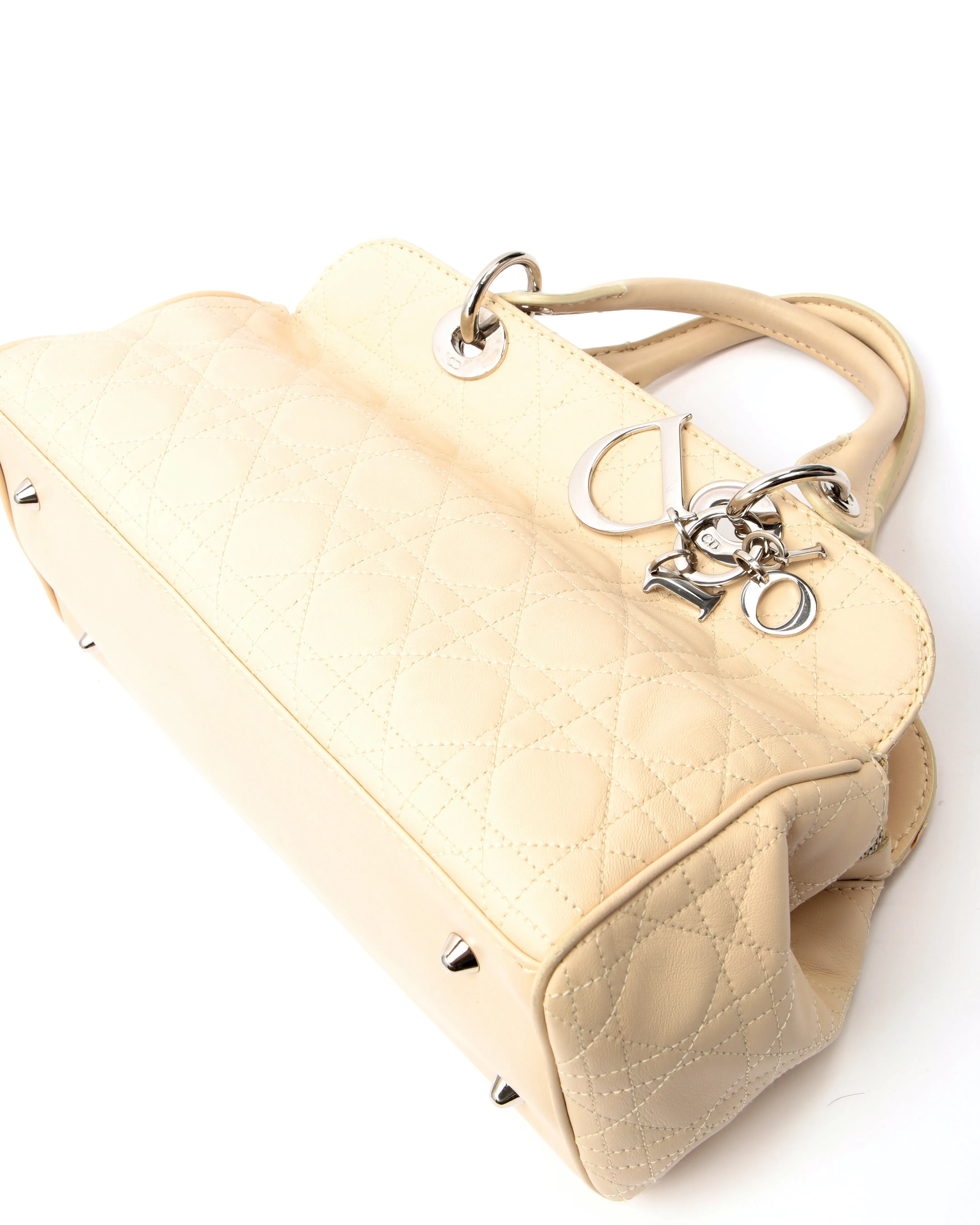 Dior Cream Leather Cannage Top Handle Bag