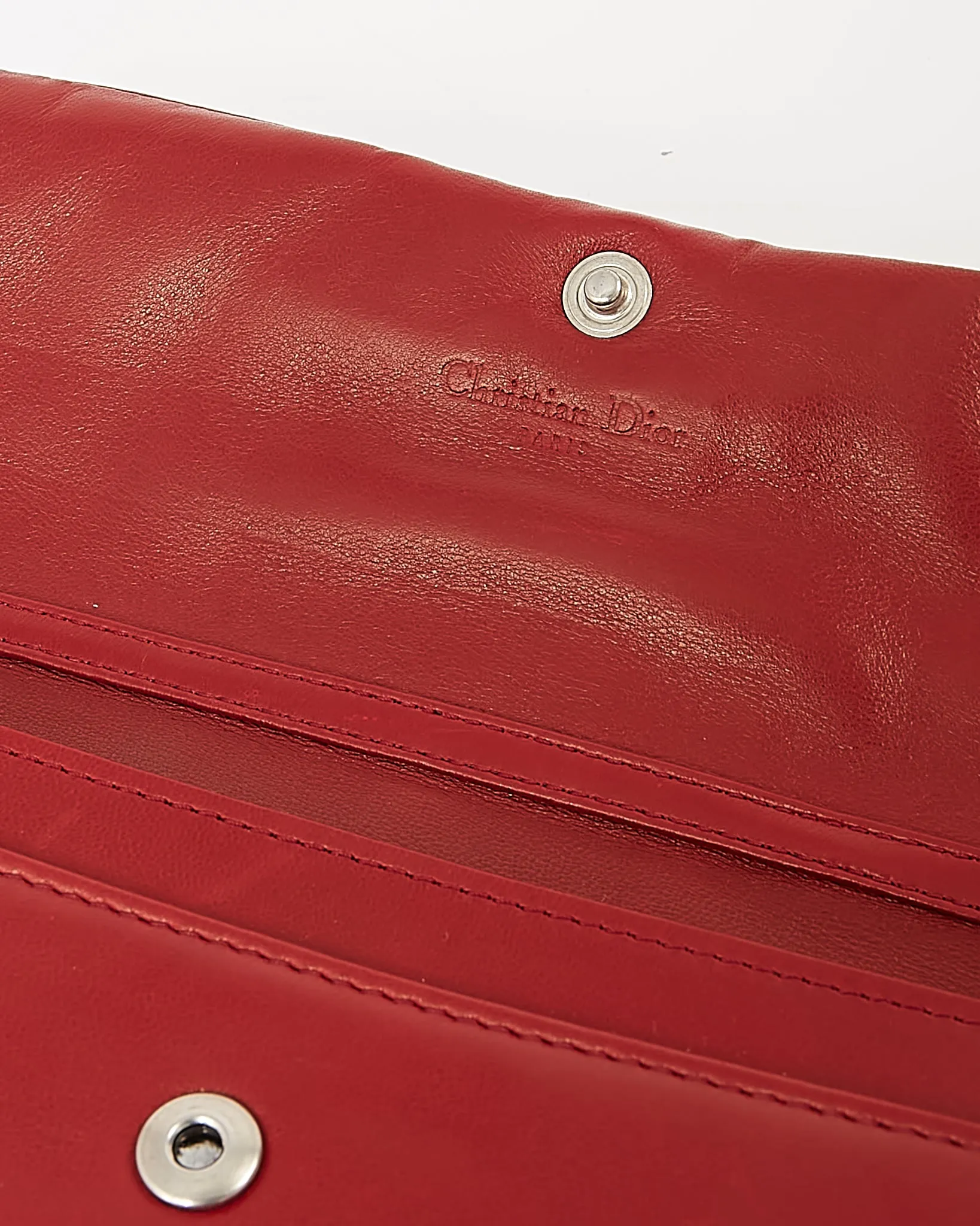 Dior Red Smooth Leather Demi Lune Wallet On Chain Shoulder Bag