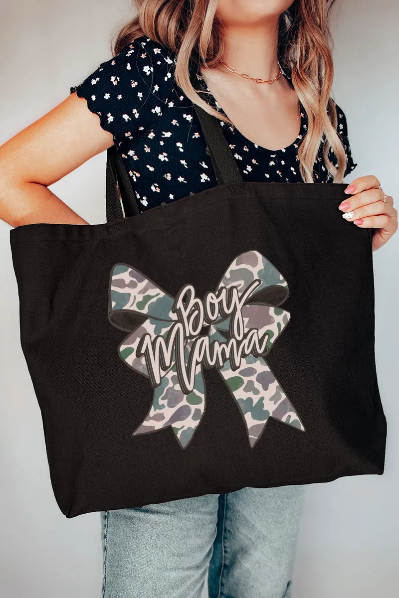 Distressed Boy Mama Coquette Canvas Jumbo Tote