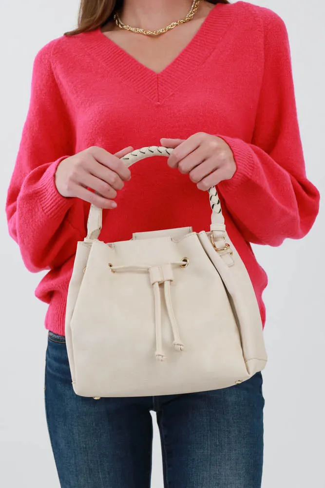 Drawstring Hobo Handbag -Black
