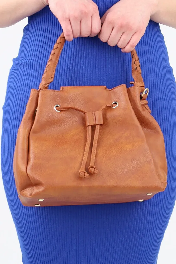 Drawstring Hobo Handbag -Black