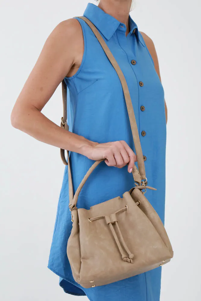 Drawstring Hobo Handbag -Black