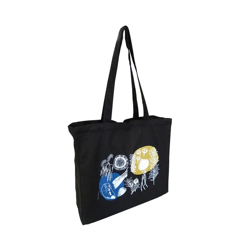 ECV-14-ORGANIC Black Canvas Tote Bag with Gusset