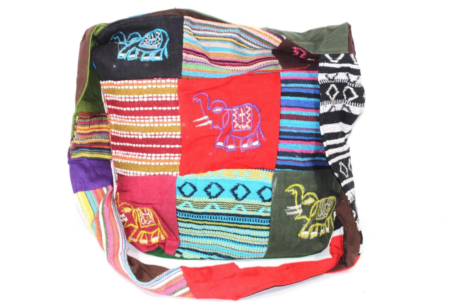 Elephant Pop Art & Durrie Patchwork Sling Jhola Bag