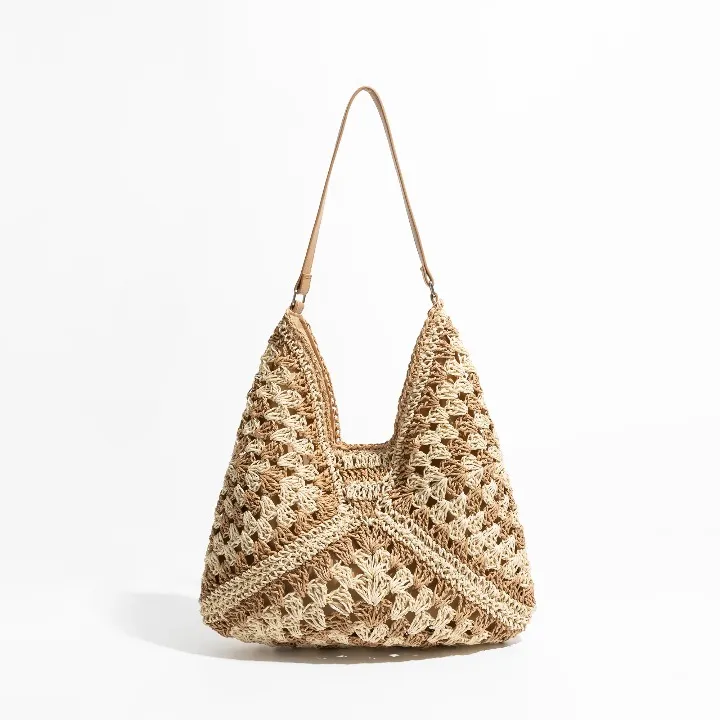 Esperanza Stripe Bohemian  Straw Hobo Bags  