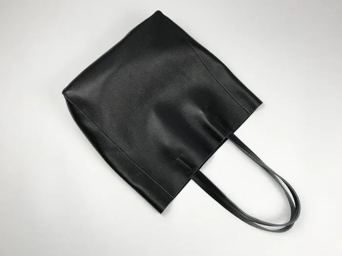 Fashion Womens Black Leather Oversize Tote Bags Black Shoulder Tote Bag Handbag Tote For Women