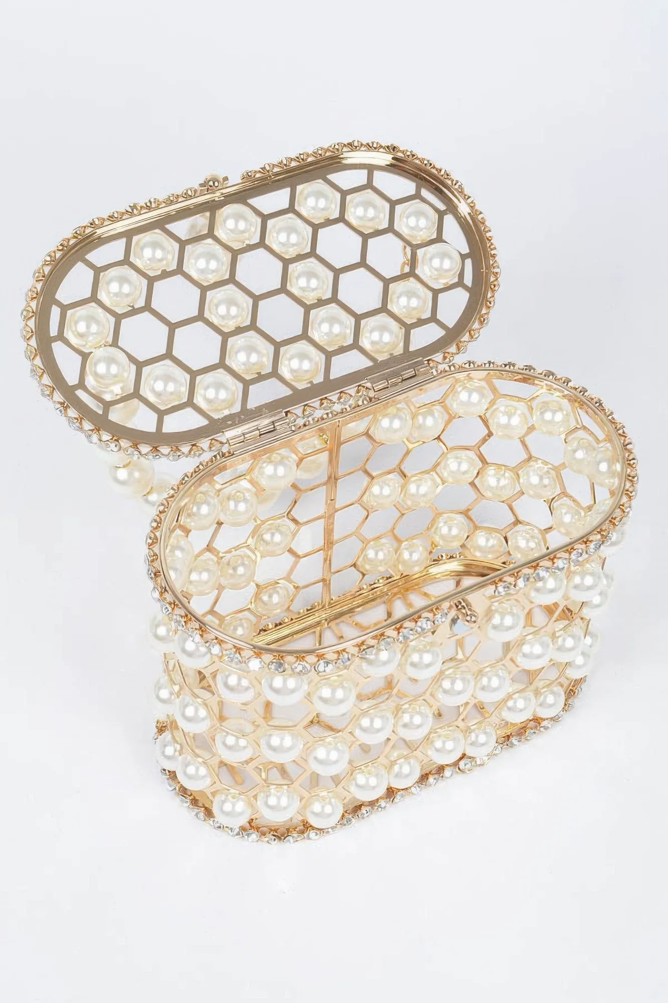 Faux Pearl Mesh Party Clutch