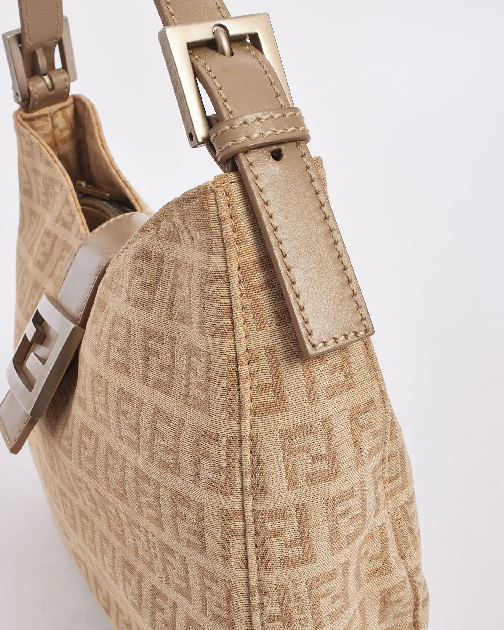 Fendi Beige Canvas Zucchino Print Hobo Shoulder Bag