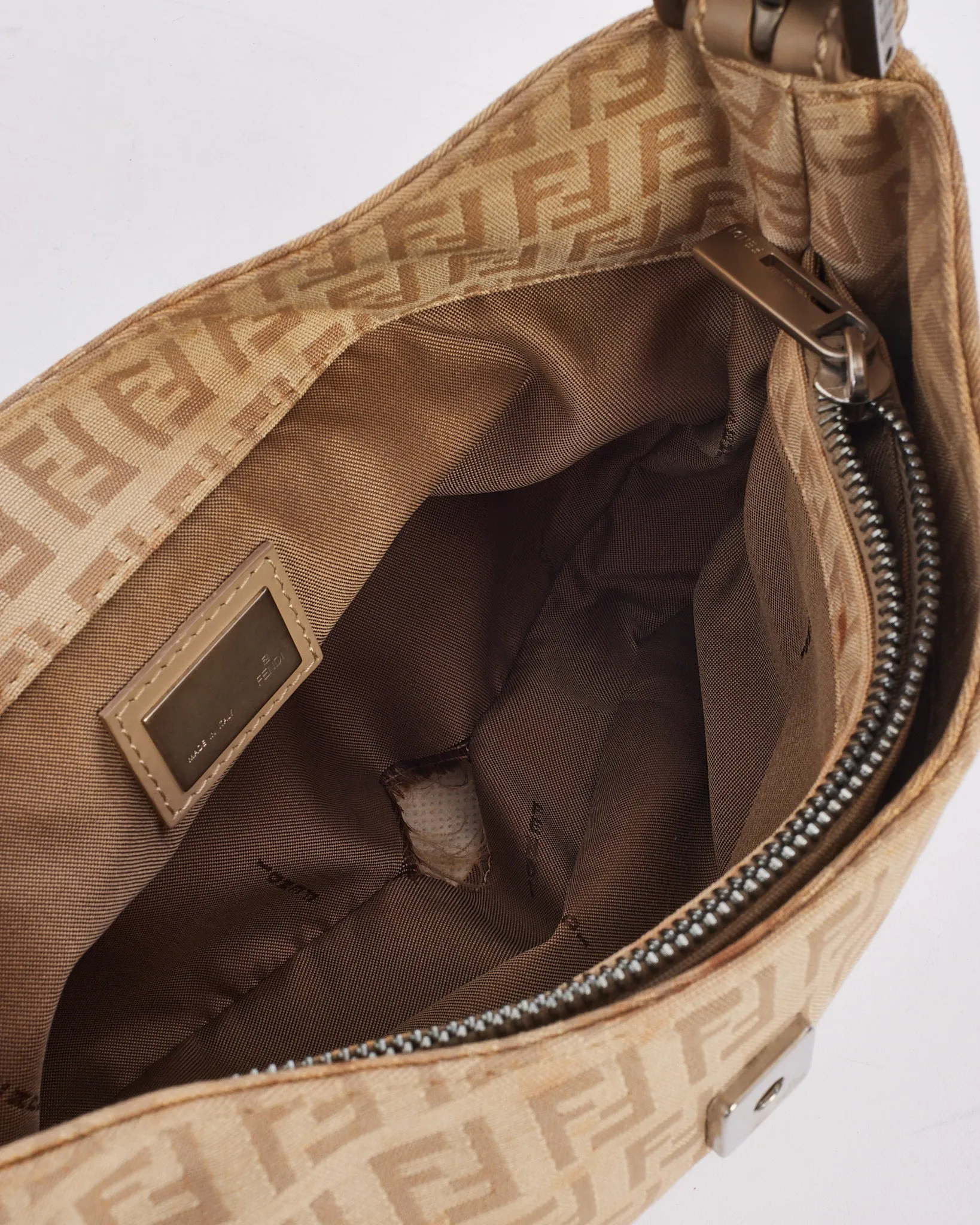Fendi Beige Canvas Zucchino Print Hobo Shoulder Bag