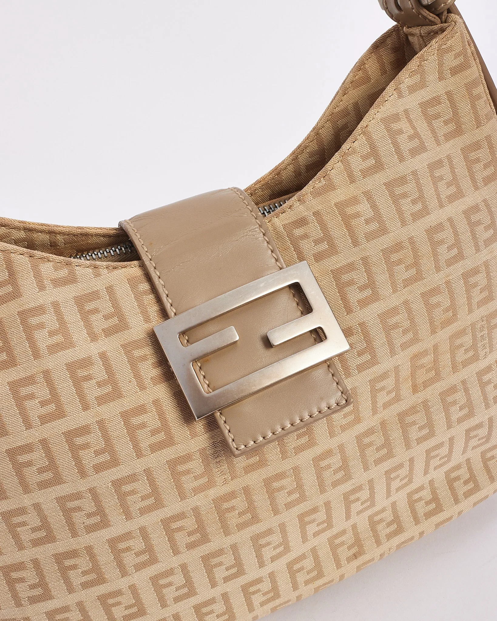 Fendi Beige Canvas Zucchino Print Hobo Shoulder Bag