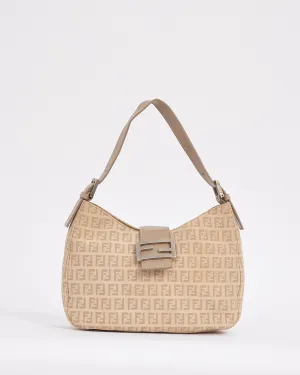 Fendi Beige Canvas Zucchino Print Hobo Shoulder Bag