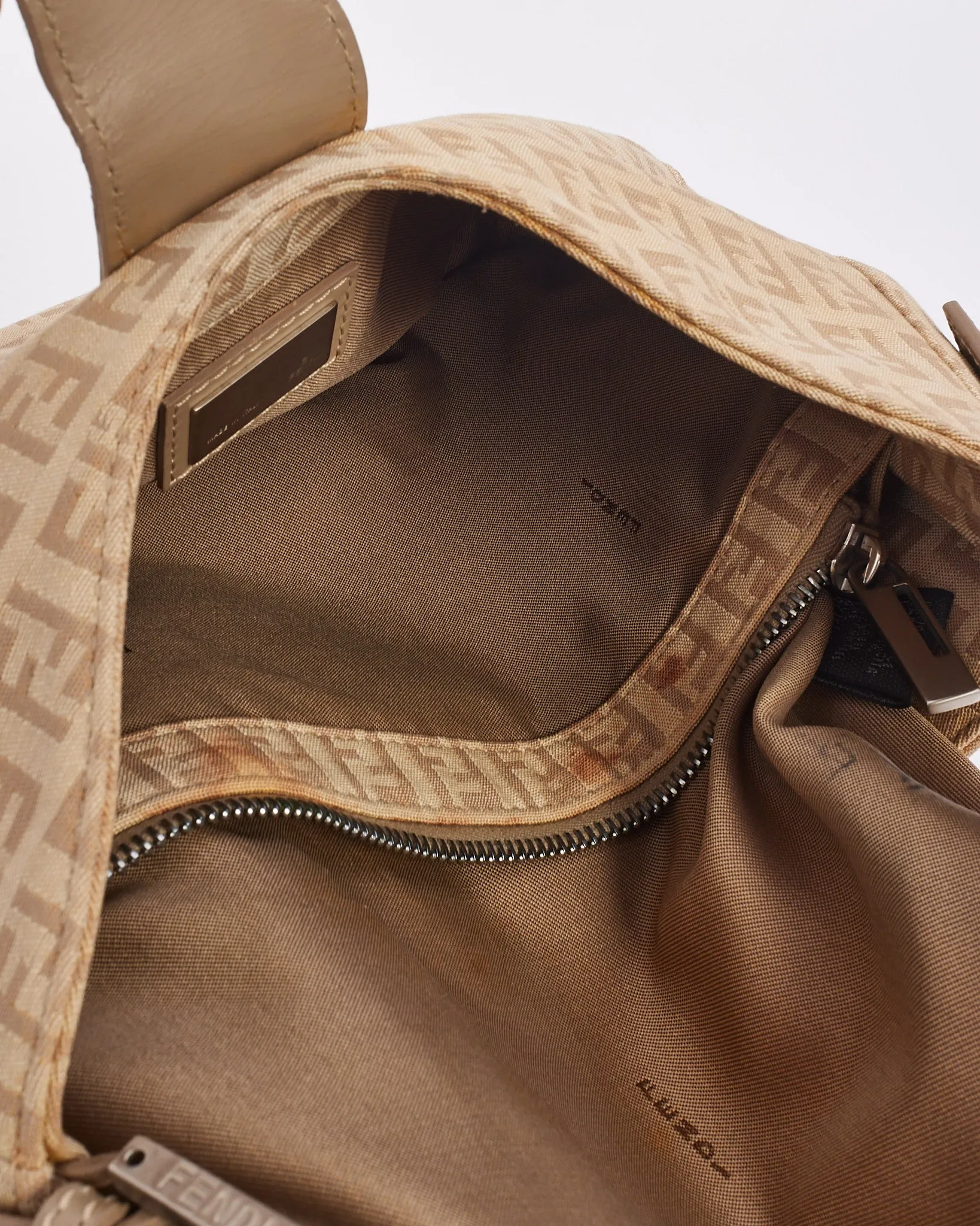 Fendi Beige Canvas Zucchino Print Hobo Shoulder Bag